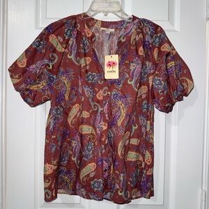 Entro Paisley Blouse - Rich Brown and Purple